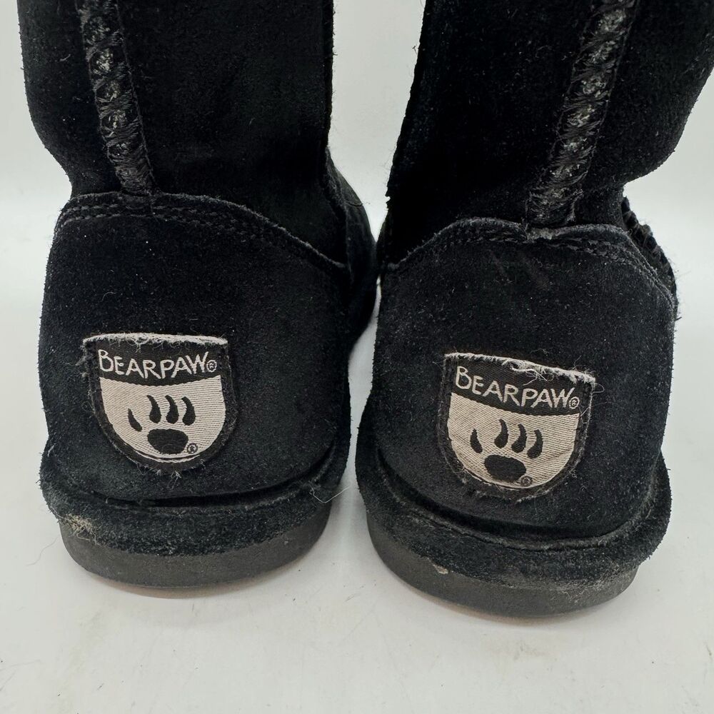 Bearpaw Emma Short Black Suede Boots Women's 6 Comfy Lined Winter Snow Shoes - Picture 9 of 11